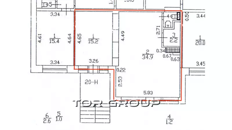 Продажа торгового помещения 53.5 кв.метров, 1 этаж-99. План объекта
