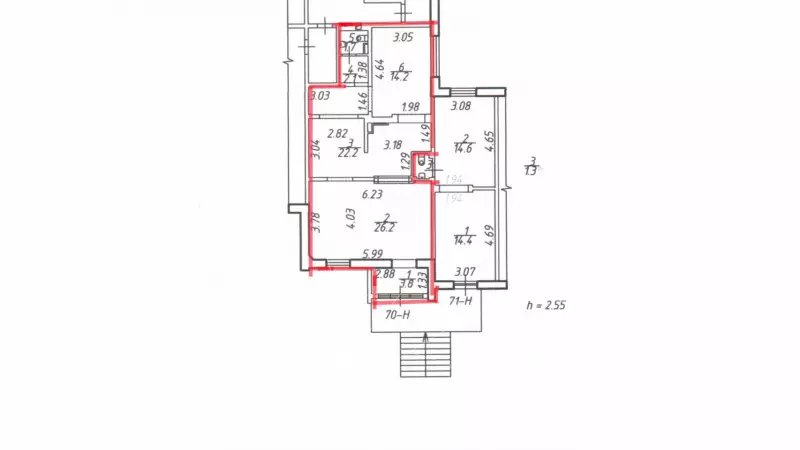 Продажа торгового помещения 70.2 кв.метров, 1 этаж-99. План объекта