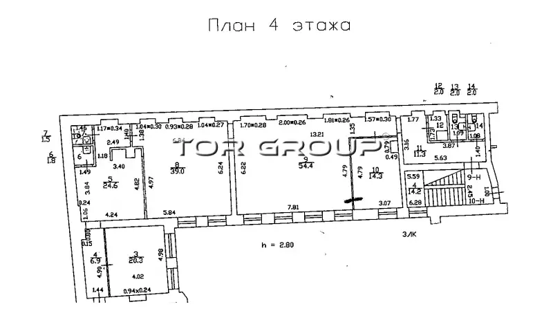 Офис 153 м2, готовый ремонт, центр-99. План объекта