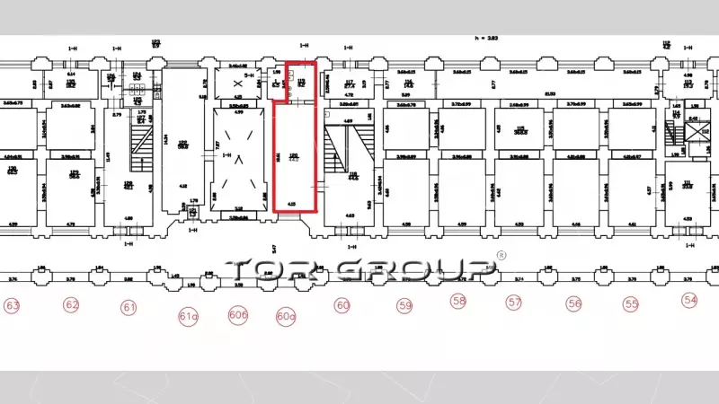 Аренда торгового помещения 54 кв.метров, 1 этаж-99. План объекта