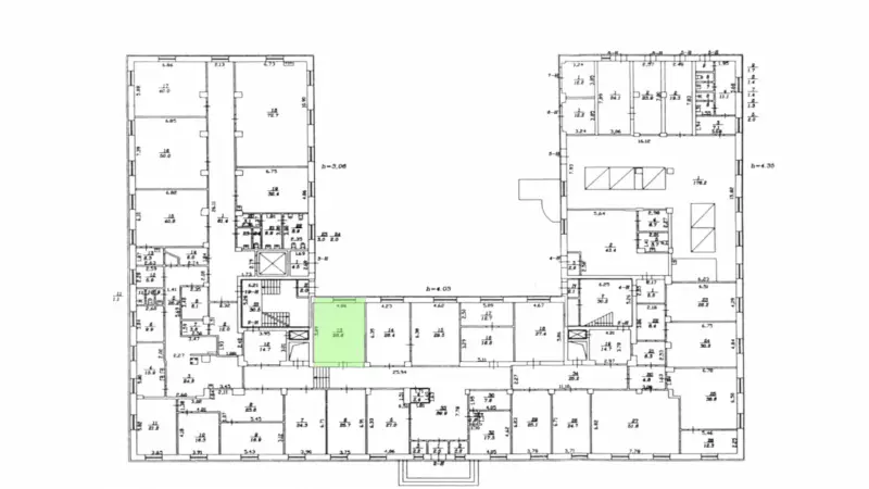 Аренда офиса 28.6 кв.метров, 1 этаж-99. План объекта
