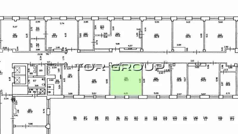 Аренда офиса 36.1 кв.метров, 3 этаж-99. План объекта