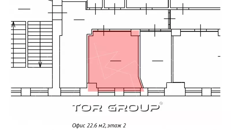 Аренда офиса 22.6 кв.метров, 2 этаж-99. План объекта