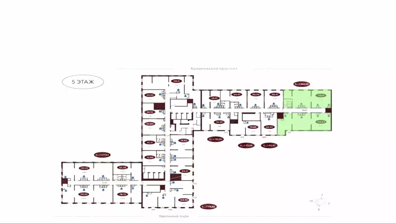 Продажа офиса 304.02 кв.метров, 5 этаж-99. План объекта