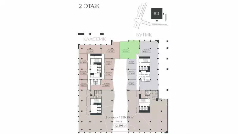Продажа офиса 204,55м класса Prime-99. План объекта
