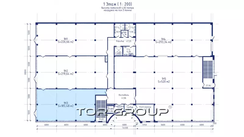 Продажа универсального помещения 185.48 кв.метров, 1 этаж-99. План объекта