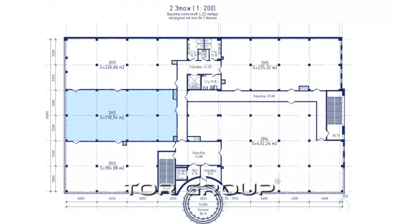 Продажа офиса 218.94 кв.метров, 2 этаж-99. План объекта