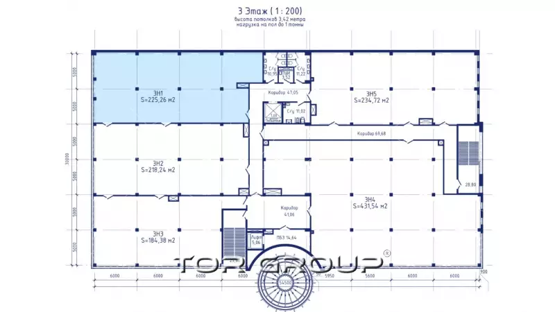 Продажа офиса 225.26 кв.метров, 3 этаж-99. План объекта