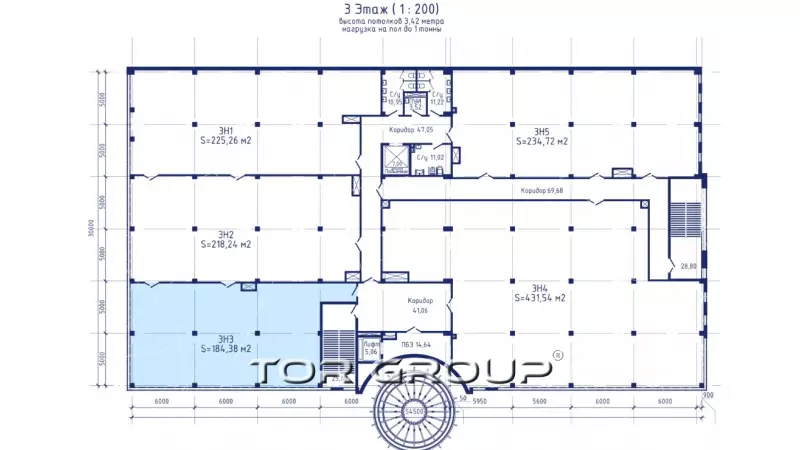 Продажа офиса 184.38 кв.метров, 3 этаж-99. План объекта