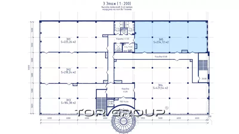 Продажа офиса 234.22 кв.метров, 3 этаж-99. План объекта