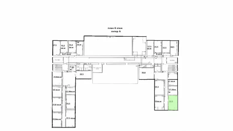 Аренда офиса 22.5 кв.метров, 6 этаж-99. План объекта