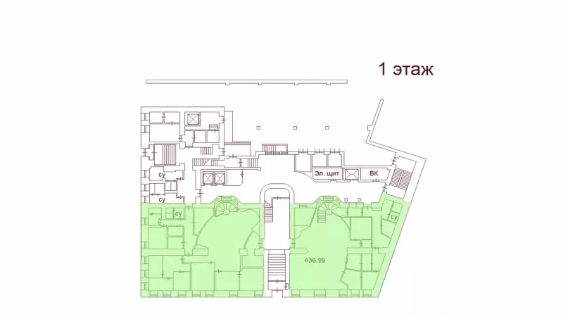 Аренда офиса 515.66 кв.метров, 1 этаж-99. План объекта