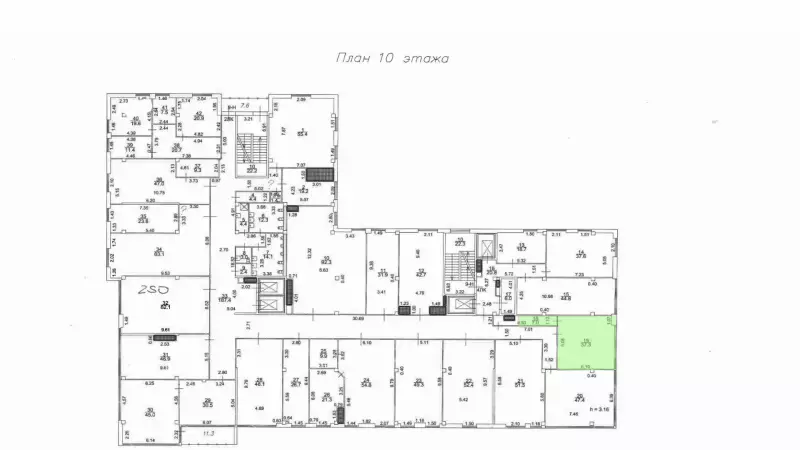 Аренда офиса 42.3 кв.метров, 10 этаж-99. План объекта