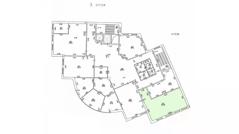 Аренда офиса 37.1 кв.метров, 3 этаж-99. План объекта