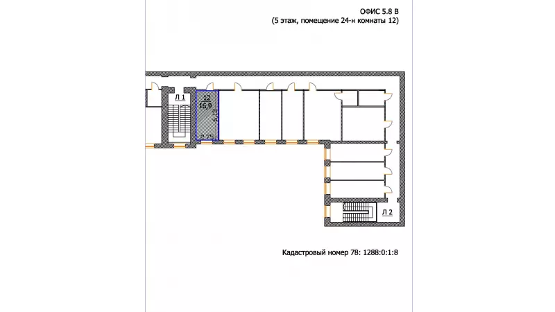 Офис 16,6 м2, 1 минута от метро-99. План объекта
