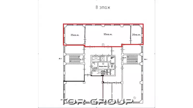 Аренда офиса 150 кв.метров, 8 этаж-99. План объекта