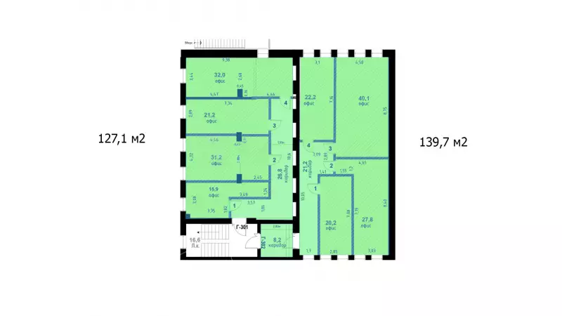 Аренда офиса 139.7 кв.метров, 3 этаж-99. План объекта