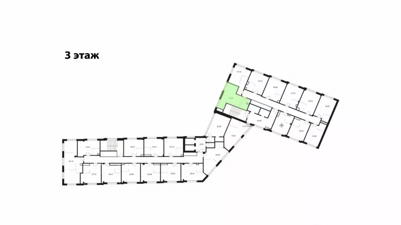 Продажа офиса 33.69 кв.метров, 3 этаж-99. План объекта