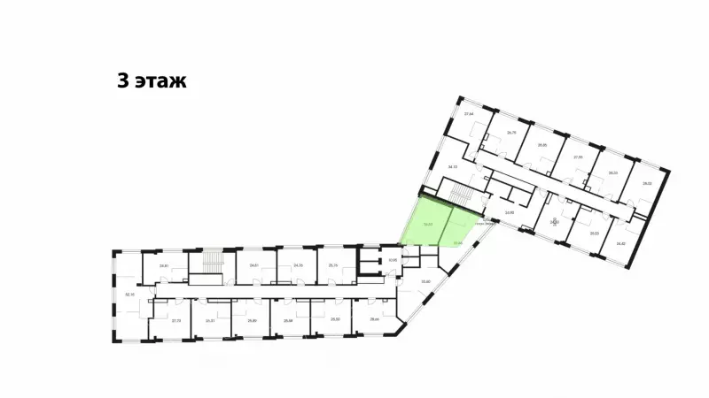 Продажа офиса 46.96 кв.метров, 3 этаж-99. План объекта