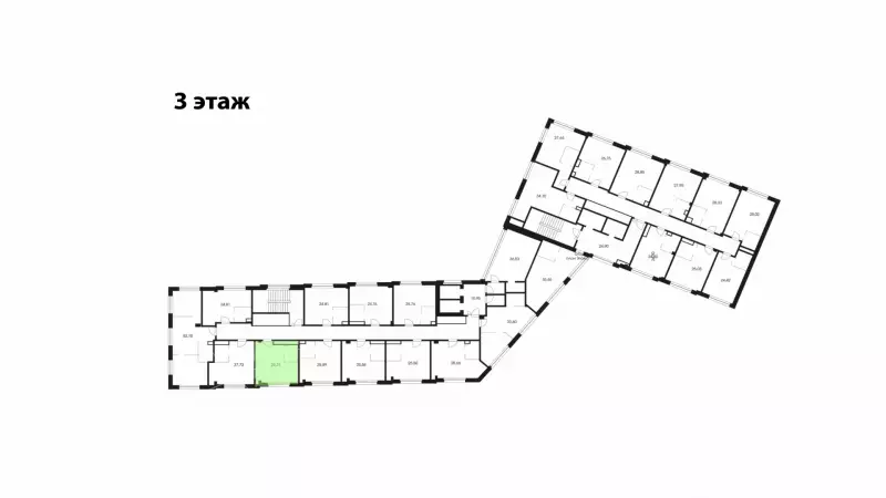 Продажа офиса 25.58 кв.метров, 3 этаж-99. План объекта