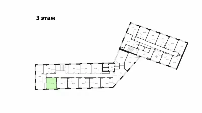 Продажа офиса 27.15 кв.метров, 3 этаж-99. План объекта