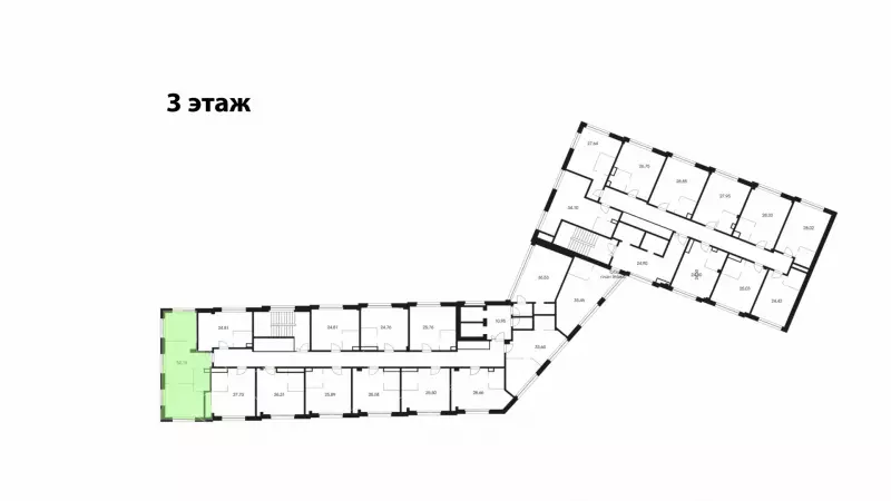 Продажа офиса 54.11 кв.метров, 3 этаж-99. План объекта