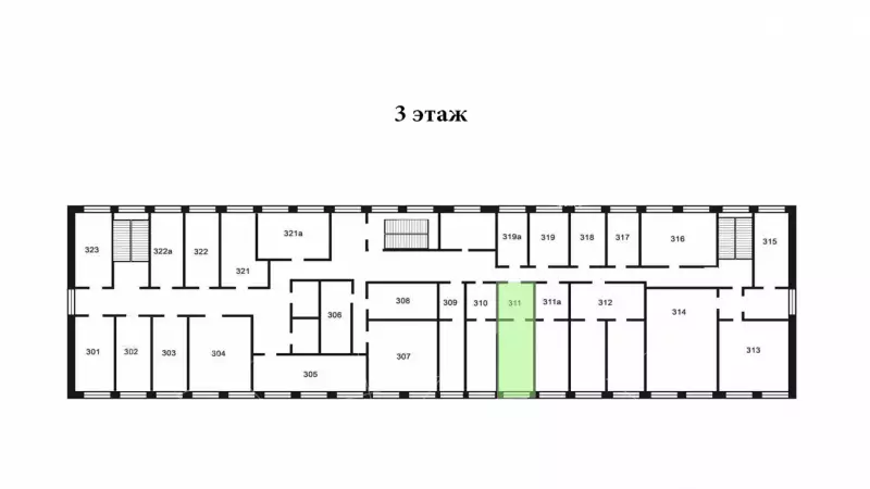Аренда офиса 25.35 кв.метров, 3 этаж-99. План объекта