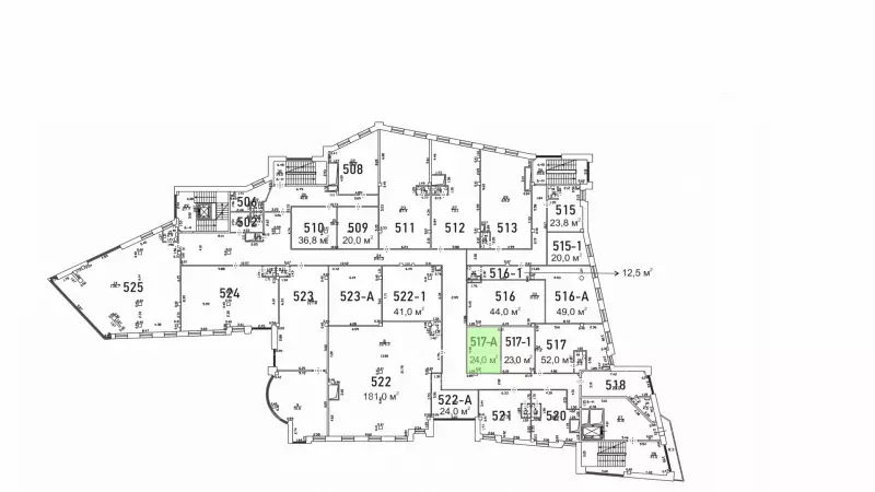 Аренда офиса 24 кв.метров, 5 этаж-99. План объекта