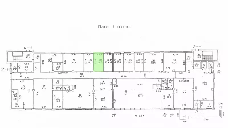 Аренда офиса 16.5 кв.метров, 1 этаж-99. План объекта