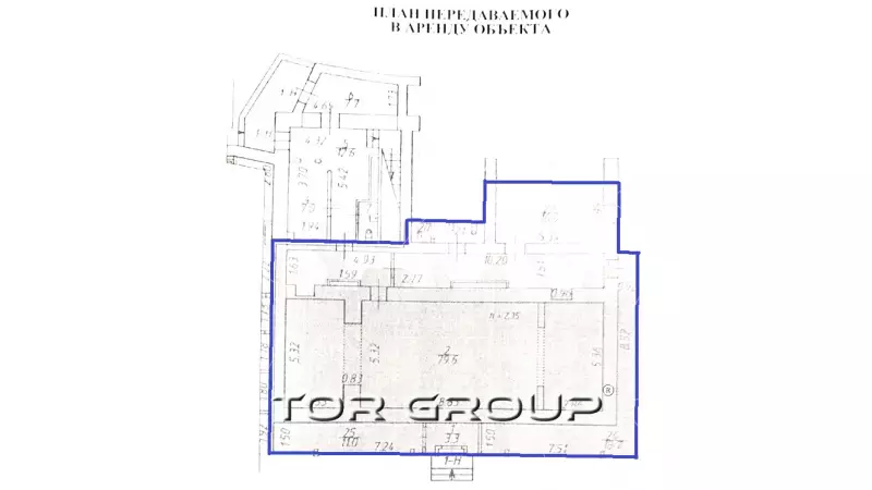 Помещения 154 м2, витрина, 15 кВт-99. План объекта