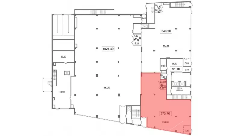 Продажа универсального помещения 273.7 кв.метров, 1 этаж-99. План объекта
