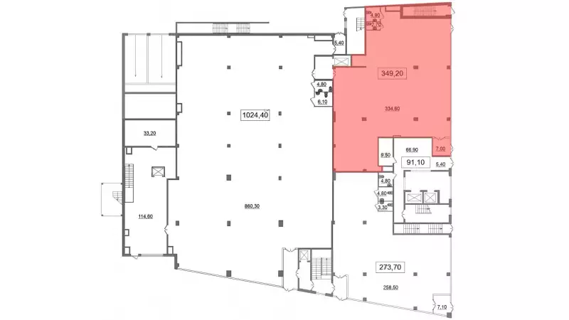 Продажа универсального помещения 349.2 кв.метров, 1 этаж-99. План объекта