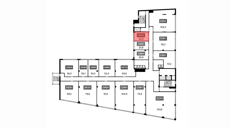 Продажа офиса 25 кв.метров, 7 этаж-99. План объекта