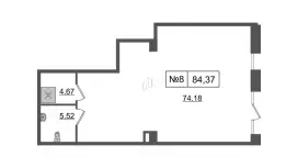 Продажа универсального помещения 84.37 кв.метров, 1 этаж-99. План объекта