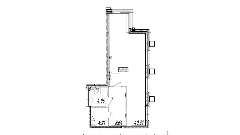 Продажа универсального помещения 58.2 кв.метров, 1 этаж-99. План объекта