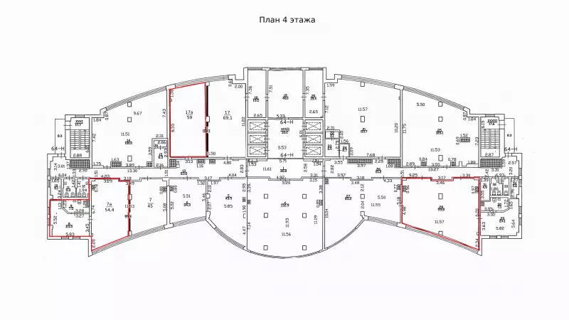 Аренда офиса 59 кв.метров, 4 этаж-99. План объекта