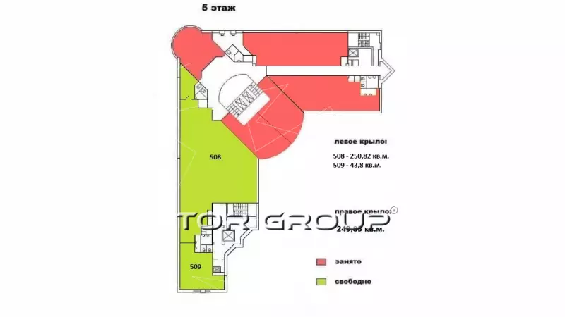 Аренда офиса 294.62 кв.метров, 5 этаж-99. План объекта