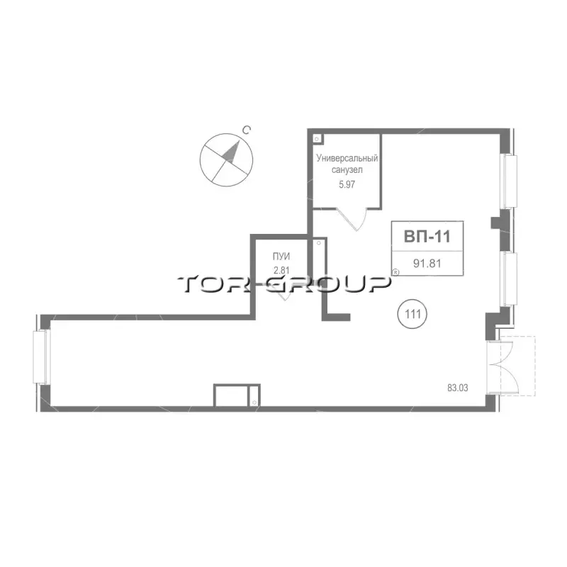 Продажа универсального помещения 91.81 кв.м, 1этаж-99. План объекта