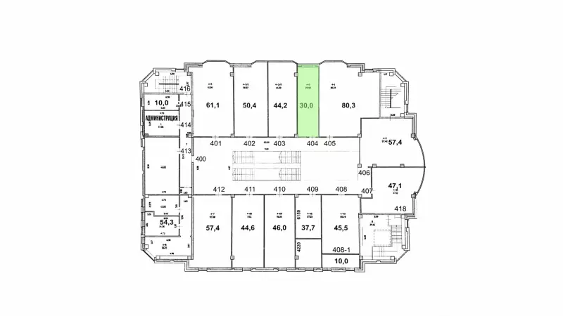 Аренда офиса 29 кв.метров, 4 этаж-99. План объекта