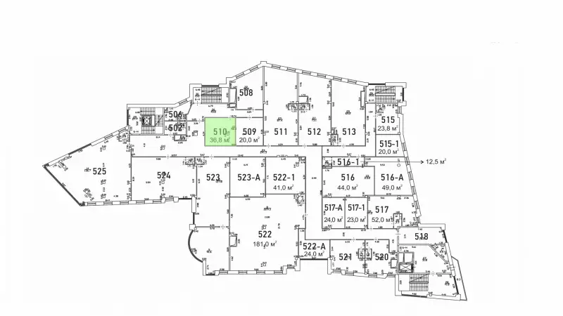 Аренда офиса 36.8 кв.метров, 5 этаж-99. План объекта