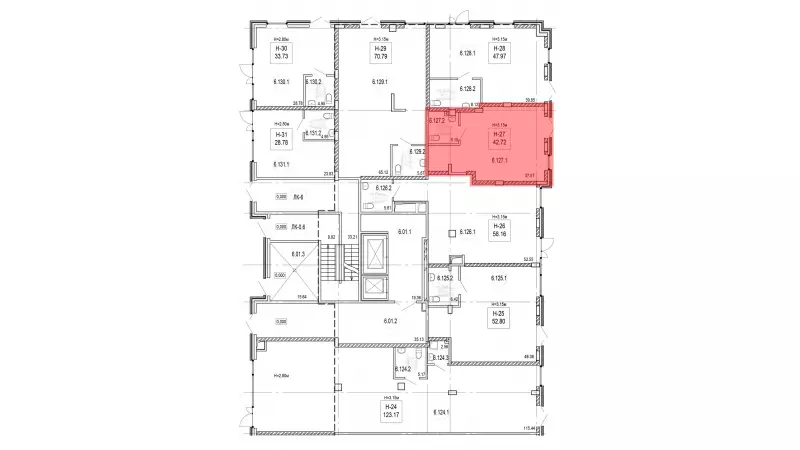 Продажа универсального помещения 42.5 кв.м, 1 этаж-99. План объекта