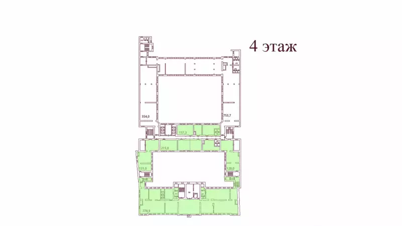 Аренда офиса 1385 кв.метров, 4 этаж-99. План объекта