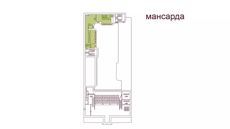 Аренда офиса 151.3 кв.метров, Мансарда этаж-99. План объекта