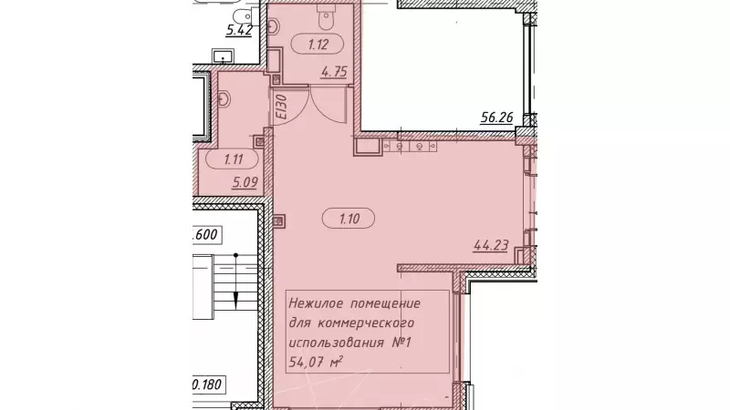 Продажа универсального помещения 54.07 кв.м, 1этаж-99. План объекта