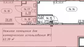 Продажа универсального помещения 63.39 кв.м,1этаж-99. План объекта