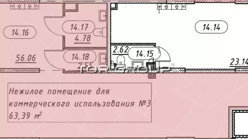 Продажа универсального помещения 63.39 кв.м,1этаж-99. План объекта