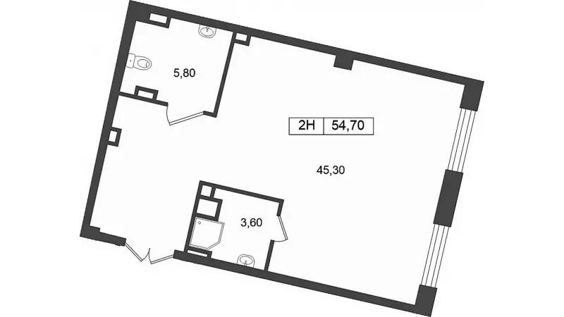 Продажа универсального помещения 54.7 кв.м, 1 этаж-99. План объекта