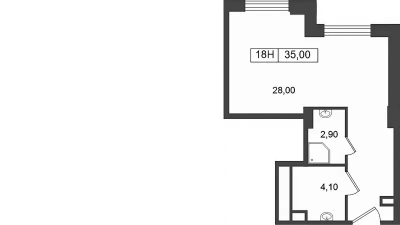 Продажа универсального помещения 35 кв.м, 2 этаж-99. План объекта