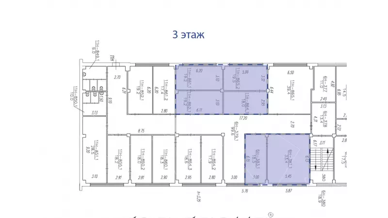 Аренда офиса 127.8 кв.метров, 3 этаж-99. План объекта