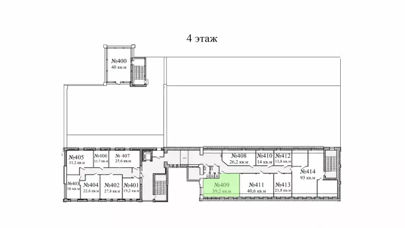 Аренда офиса 39 кв.метров, 4 этаж-99. План объекта